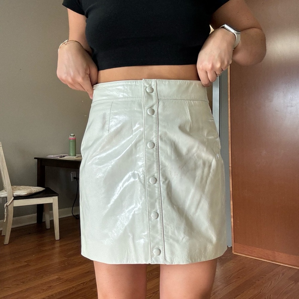 Walter Baker Oyster White Patent Leather Amy Skirt